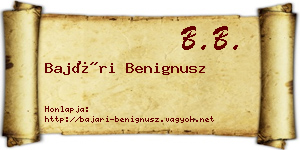 Bajári Benignusz névjegykártya